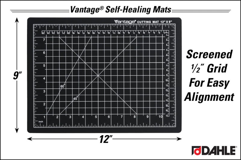 Dahle Vantage 10670 Premium Self-Healing Cutting Mat, 9"x12", 1/2" Grid, 5 Layers for Max Healing, Perfect for Crafts & Sewing, Black - Image 2